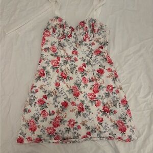 Beginning Boutique White and Pink Floral Mini Dress